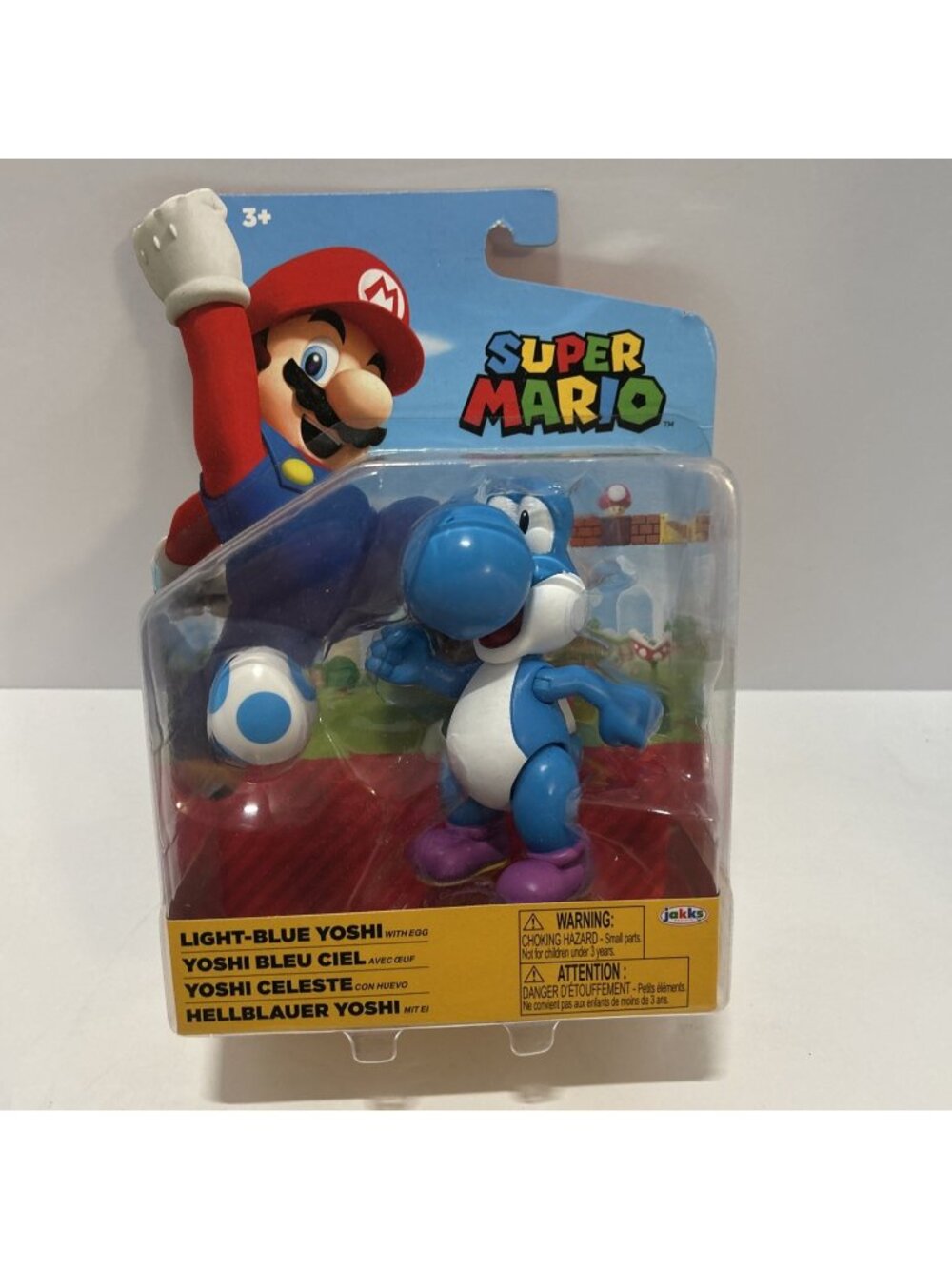 Jakks Pacific World of Nintendo Super Mario Light Blue Yoshi w Egg 4" Figure NEW